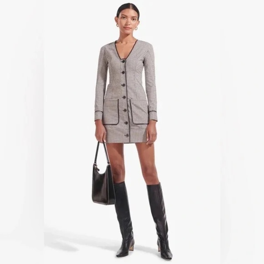 NWOT STAUD Fairham Checkered Dress